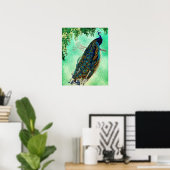 Beautiful Blue Peacock Nature Bird Schwanz Vintag Poster (Heimbüro)