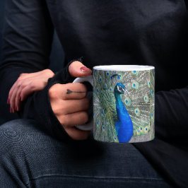 Beautiful Blue Peacock Plumage Foto Kaffeetasse