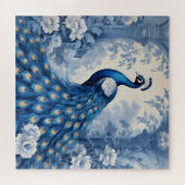 Beautiful Blue Peacock Puzzle (Horizontal)
