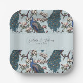 Beautiful Blue Peacocks & Magnolia Blume Blau Pappteller (Vorderseite)