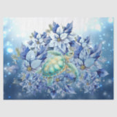 Beautiful Blue Poinsettias & Sea Turtle Decoupage Seidenpapier (Vorderseite)