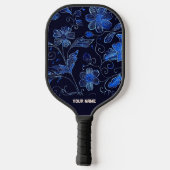 Beautiful Blue Pro Floral Pickleball Paddle (Rückseite)