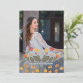 Beautiful Blue Quinceanera Fiesta Danke Foto Einladung (Stehend Vorderseite)