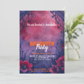 Beautiful Blue Red Arch Halloween-Party Einladung (Stehend Vorderseite)