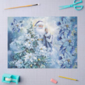 Beautiful Blue Santa & Poinsettias Decoupage Seidenpapier (Basteln)