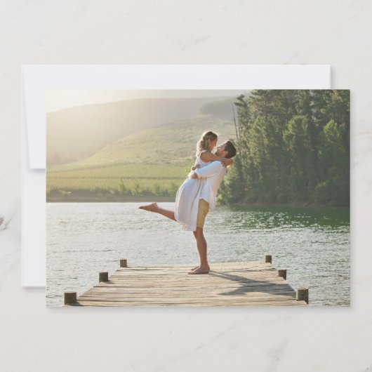 Beautiful Blue Script Foto Save the Date Card (Rückseite)