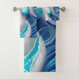 Beautiful Blue Seashell Mermaid Graphic Badhandtuch Set