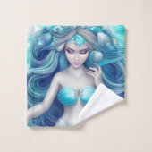 Beautiful Blue Seashell Mermaid Graphic Badhandtuch Set (Waschlappen)