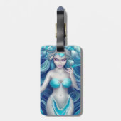 Beautiful Blue Seashell Mermaid Graphic Gepäckanhänger (Rückseite vertikal)