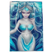 Beautiful Blue Seashell Mermaid Graphic Mittlere Geschenktüte (Vorderseite)