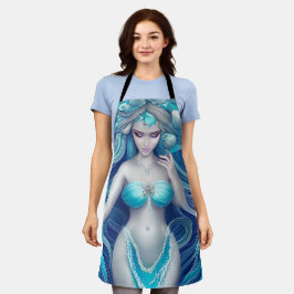 Beautiful Blue Seashell Mermaid Graphic Schürze