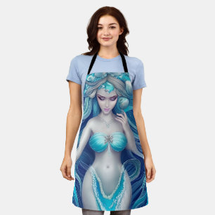 Beautiful Blue Seashell Mermaid Graphic Schürze
