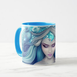 Beautiful Blue Seashell Mermaid Graphic Tasse