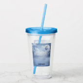 Beautiful Blue Sky mit Flying Swans Acryltrinkbecher (Rückseite)