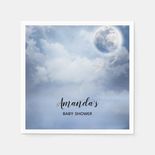 Beautiful Blue Sky mit Flying Swans Baby Dusche Serviette (Vorderseite)