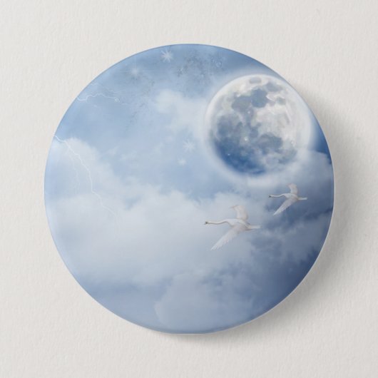 Beautiful Blue Sky mit Flying Swans Button (Vorderseite)