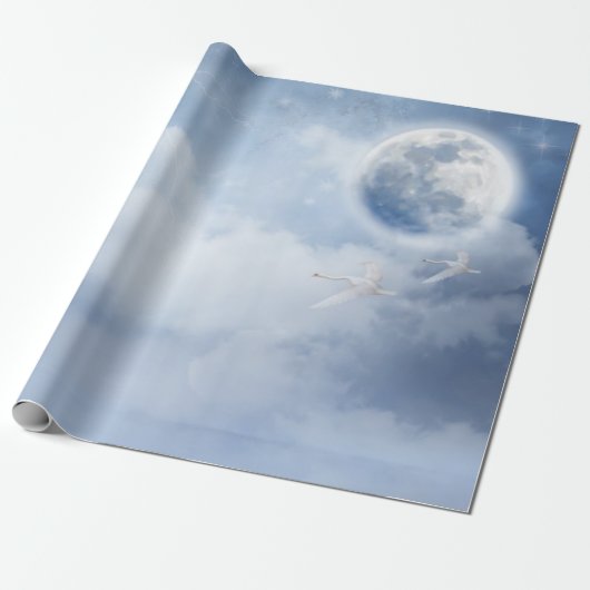 Beautiful Blue Sky mit Flying Swans Geschenkpapier (Ungerollt)