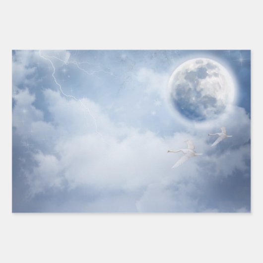 Beautiful Blue Sky mit Flying Swans Geschenkpapier Set (Vorderseite 2)