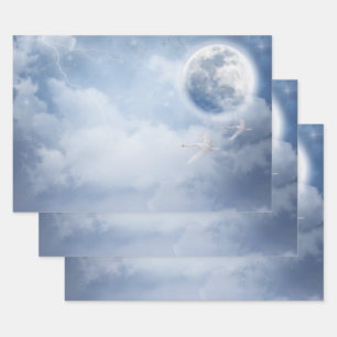 Beautiful Blue Sky mit Flying Swans Geschenkpapier Set