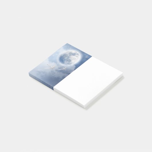 Beautiful Blue Sky mit Flying Swans Post-it Klebezettel (angewinkelt)