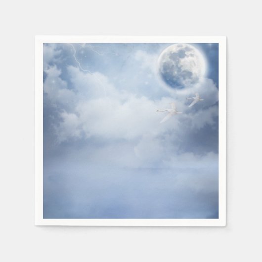 Beautiful Blue Sky mit Flying Swans Serviette (Vorderseite)