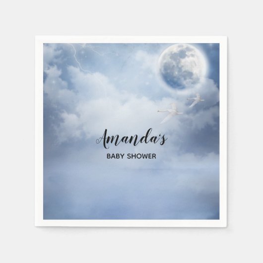 Beautiful Blue Sky mit Flying Swans Serviette (Vorderseite)