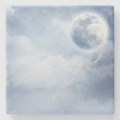 Beautiful Blue Sky mit Flying Swans Steinuntersetzer (Vorderseite)