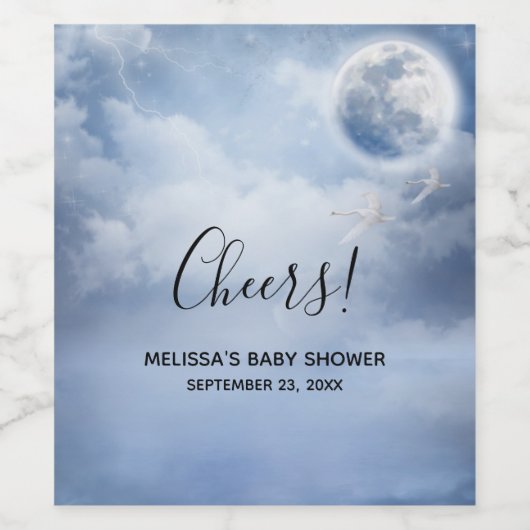 Beautiful Blue Sky mit Flying Swans Weinetikett (Einzelnes Label)