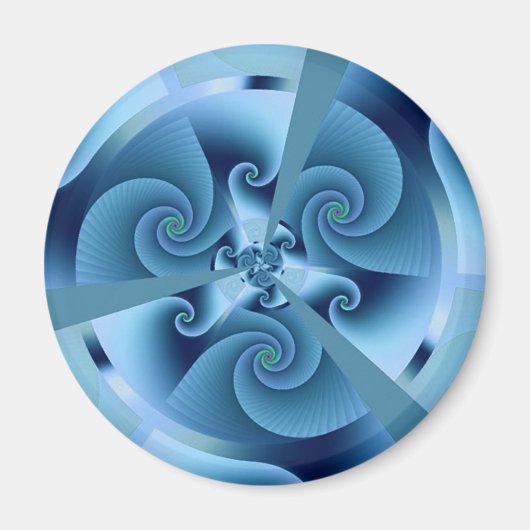 Beautiful Blue Spiral Frische Fraktal Kunst, Dicht Magnet (Vorne)