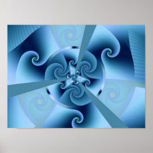 Beautiful Blue Spiral Frische Fraktal Kunst, Dicht Poster