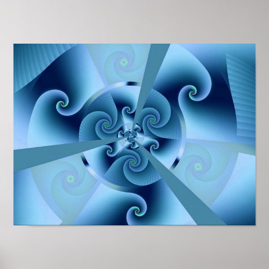 Beautiful Blue Spiral Frische Fraktal Kunst, Dicht Poster (Vorne)