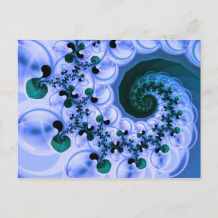 Beautiful Blue Spiral Frische Fraktal Kunst, Dicht Postkarte