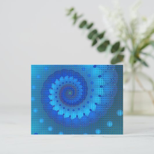 Beautiful Blue Spiral Frische Fraktal Kunst, Dicht Postkarte (Stehend Vorderseite)