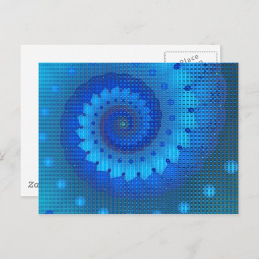 Beautiful Blue Spiral Frische Fraktal Kunst, Dicht Postkarte (Vorne/Hinten)