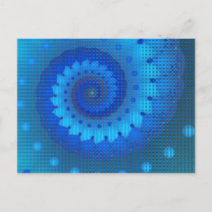 Beautiful Blue Spiral Frische Fraktal Kunst, Dicht Postkarte