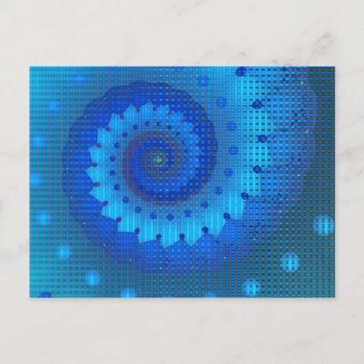 Beautiful Blue Spiral Frische Fraktal Kunst, Dicht Postkarte (Vorderseite)