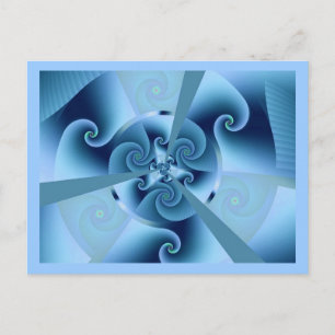 Beautiful Blue Spiral Frische Fraktal Kunst, Dicht Postkarte