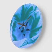 Beautiful Blue Tulip Wall Clock Große Wanduhr (Winkel)