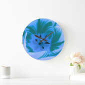 Beautiful Blue Tulip Wall Clock Große Wanduhr (Zuhause)