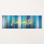Beautiful Blue Turquoise Gold Namaste Individuelle Yogamatte (Vorderseite (Horizontal))