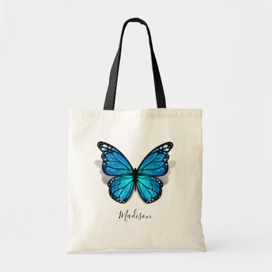 Beautiful Blue Watercolor 3D Butterfly Tragetasche (Vorne)