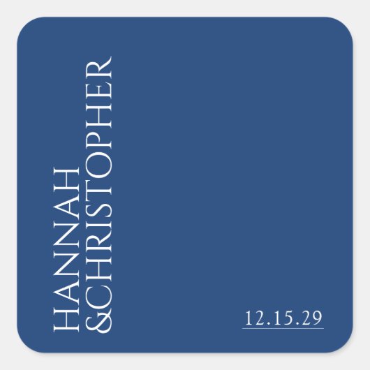 Beautiful Blue Wedding Quadratischer Aufkleber (Vorderseite)