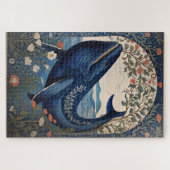 Beautiful Blue Whale William Morris Inspiriert Puzzle (Horizontal)