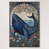 Beautiful Blue Whale William Morris Inspiriert Puzzle (Vertikal)