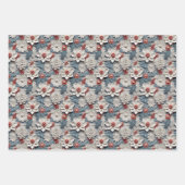 Beautiful Blue White and Red 3D Poinsettia Geschenkpapier Set (Vorderseite 2)
