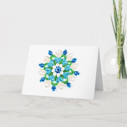 Beautiful Blue White Green Quill Blume Design Karte (Vorderseite)