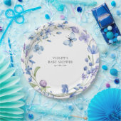 Beautiful Blue Wildblume Wreath Baby Dusche Pappteller (Party)