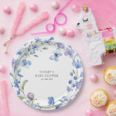 Beautiful Blue Wildblume Wreath Baby Dusche Pappteller (Party)