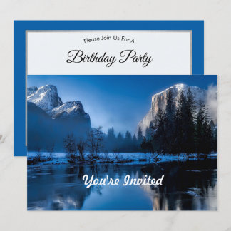 Beautiful Blue Yellowstone Foto Geburtstag Einladung