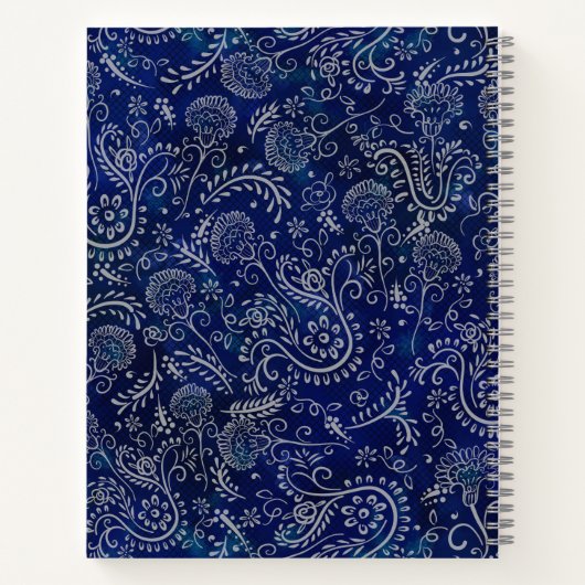 Beautiful Blues Boho Batik Botanicals Notizblock (Rückseite)